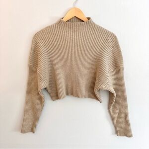 Cozy Ribbed Turtleneck Sweater - Beige